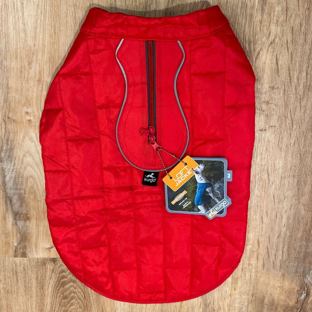 Kurgo Dog Raincoat Size Medium Red & Gray Reversible Reflective Water Resistant